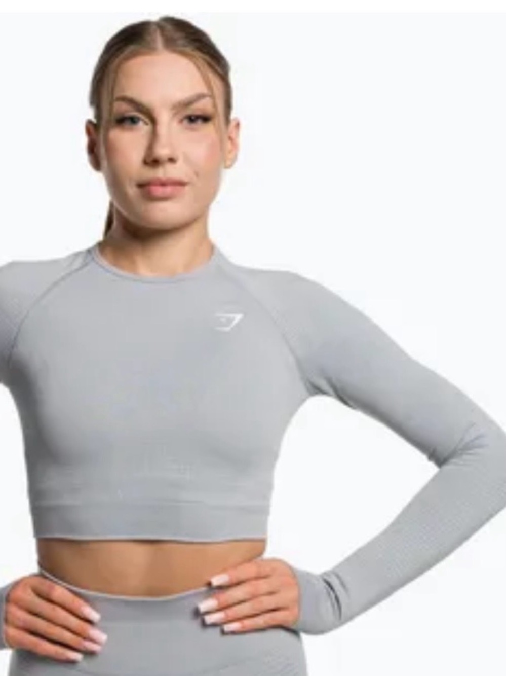 Gymshark VITAL CROP TOP Size Small Grey & White